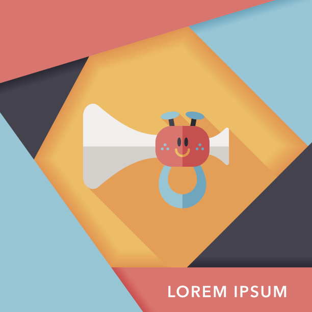 喇叭或喇叭玩具扁平图标与长影子，eps10图片下载