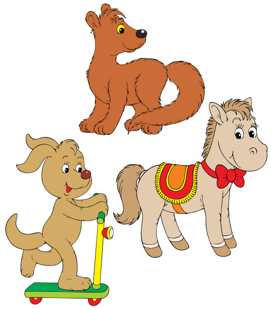 小狗，小马驹和黄鼠狼图片下载