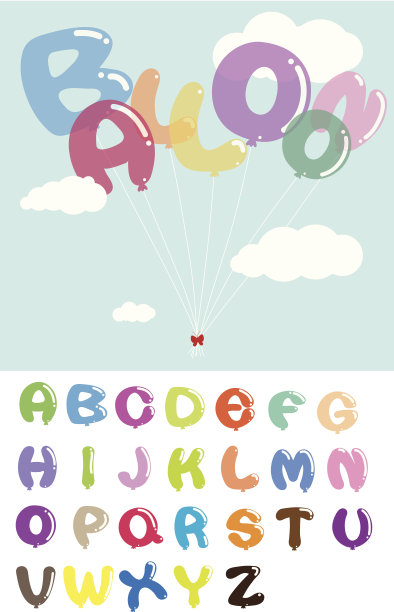 彩色气球字母设计图片下载