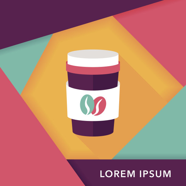 外卖咖啡和长阴影的平面图标，第10集图片下载