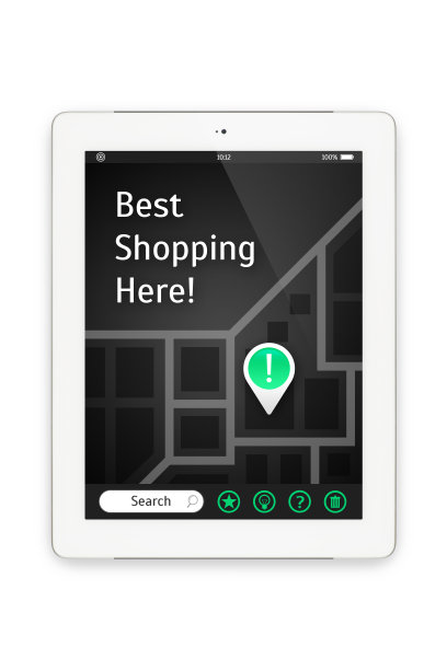 带有地图界面的白色平板电脑。图片下载