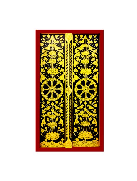 泰国寺庙门孤立的白色背景图片下载