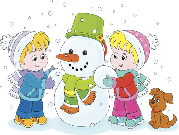 孩子们堆雪人图片下载