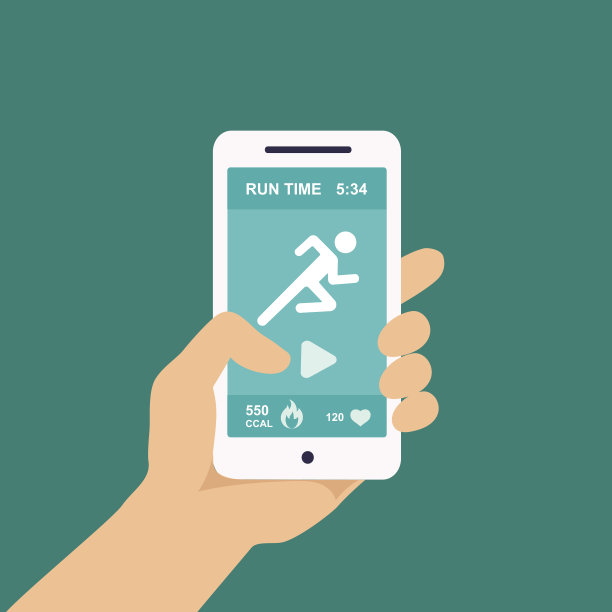 在手机上的健身应用程序矢量插图图片下载