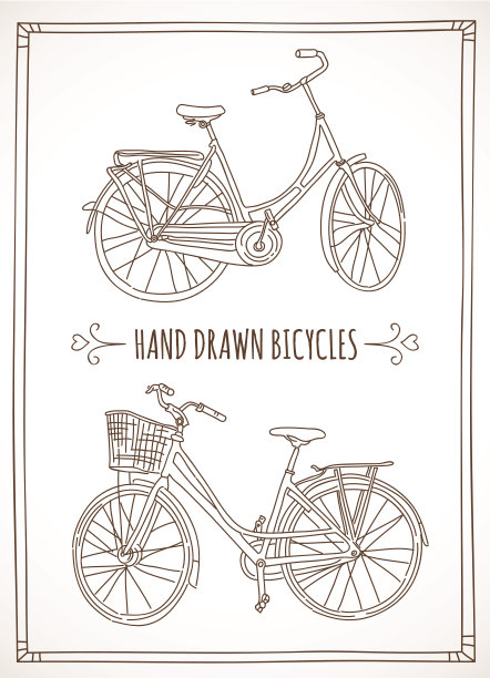 矢量手画草图自行车与篮子图片下载