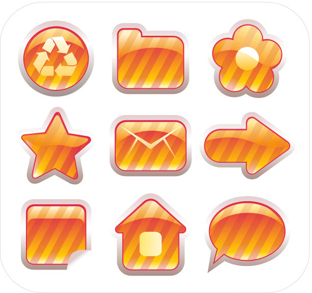 一套光滑的金色图标图片下载