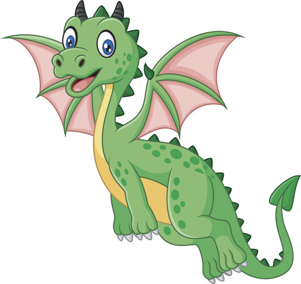 卡通有趣的绿色飞龙图片下载