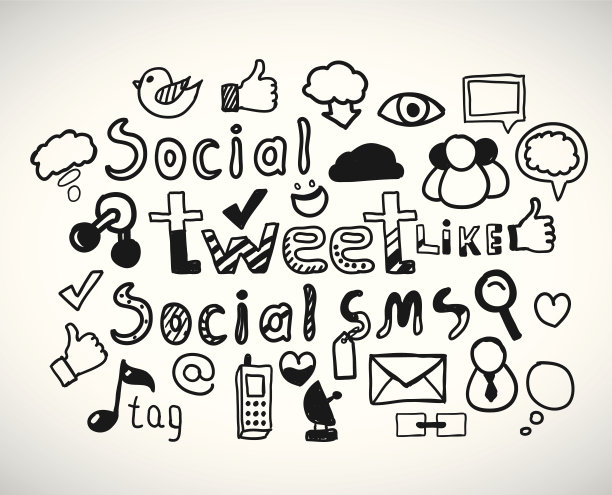 矢量社交网络涂鸦素材图片