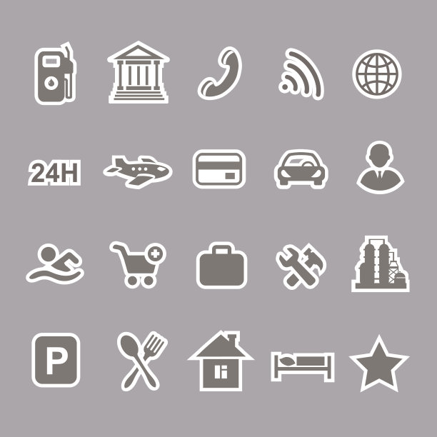 图标的位置和服务，机场，购物，餐厅，酒店燃气图片下载