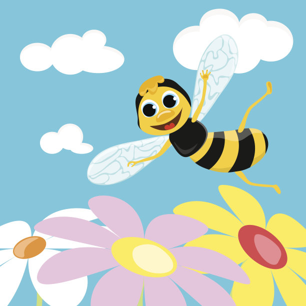 蜜蜂飞行。矢量图图片下载