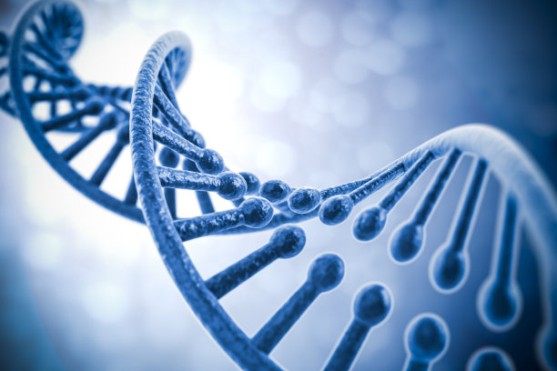 DNA结构的三维渲染，抽象的背景素材图片