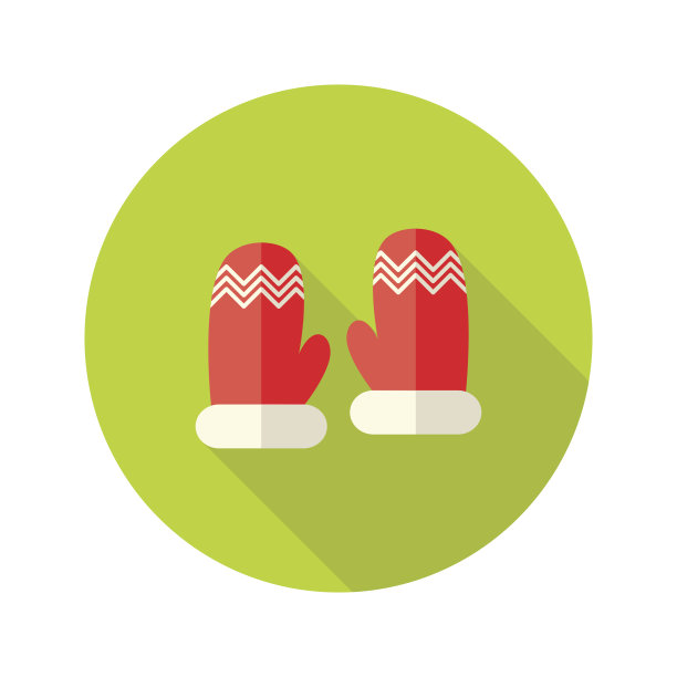 圣诞红圣诞老人手套平图标图片下载