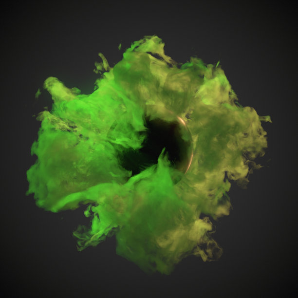 化学绿色尘埃波在黑暗的背景3d渲染图片下载