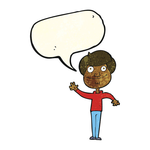 卡通快乐男人挥手与对话气泡图片下载