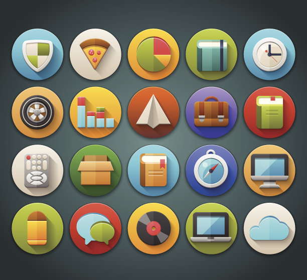 圆形亮图标与长阴影设置2图片下载