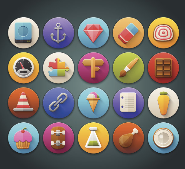 圆形亮图标与长阴影设置12图片下载