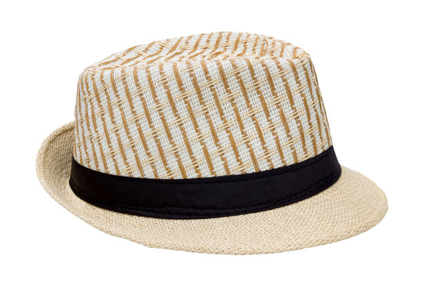 编织帽孤立在白色的背景，漂亮的草帽孤立图片下载