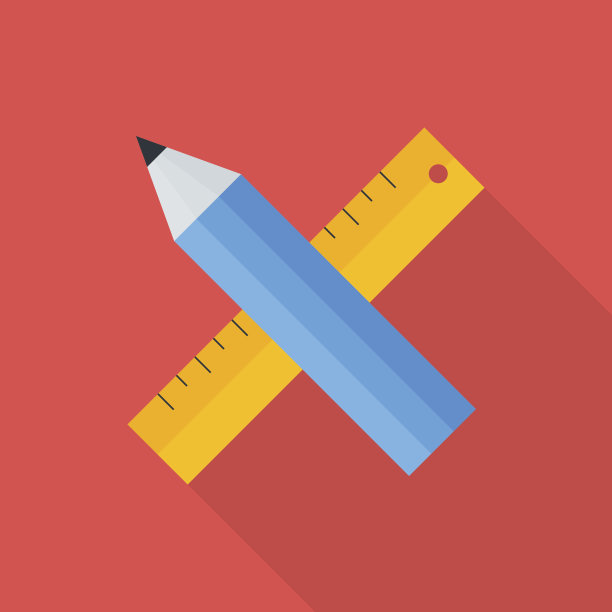 铅笔和直尺平风格化图片下载