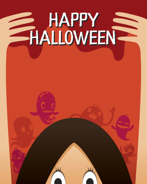 万圣节幽灵和怪物角色海报图片下载