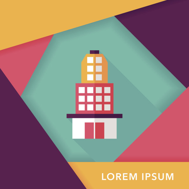 建筑平面图标与长阴影，eps10图片下载