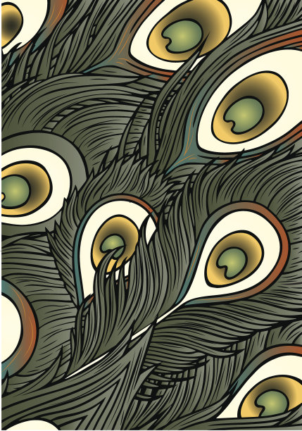 抽象背景是孔雀羽毛。向量图片下载