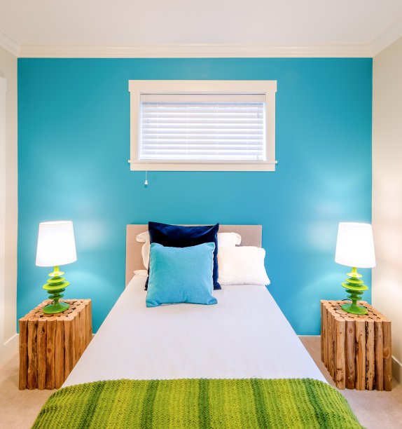 现代蓝色卧室内饰图片下载