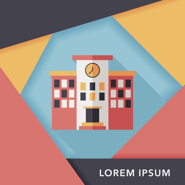 建筑学校平面图标与长阴影，eps10图片下载