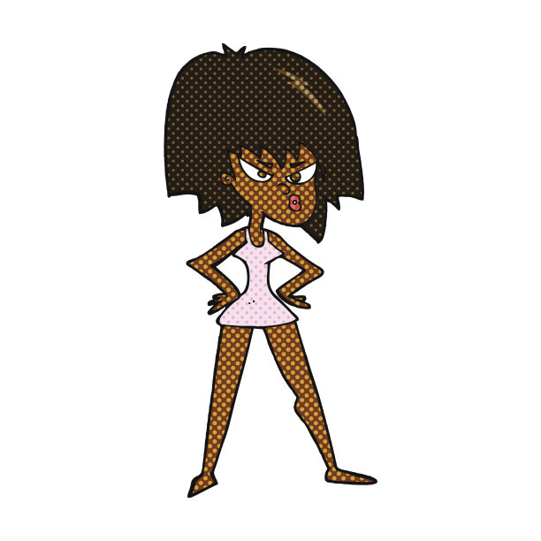 漫画中愤怒的女人穿着衣服图片下载