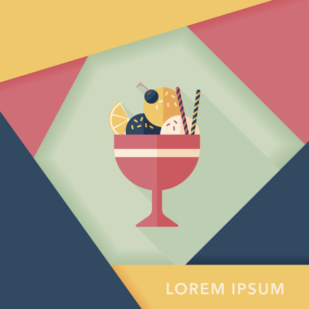 冰淇廉图标与长阴影，eps10图片下载