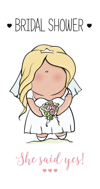 涂鸦的性格。可爱的新娘。新娘送礼会的浪漫宣言图片下载
