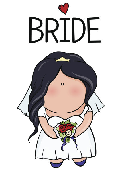 涂鸦的性格。可爱的新娘。打印的模板图片下载