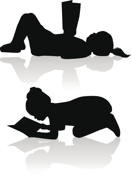 女孩读书的剪影图片下载