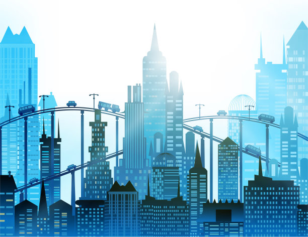 交通繁忙的城市道路和高速公路图片下载