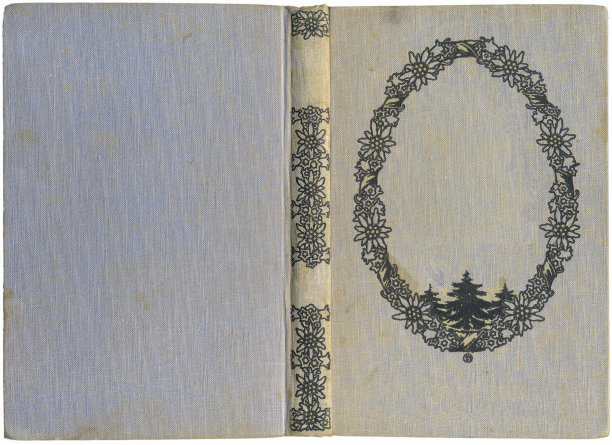 印有雪绒花的古董书皮图片下载