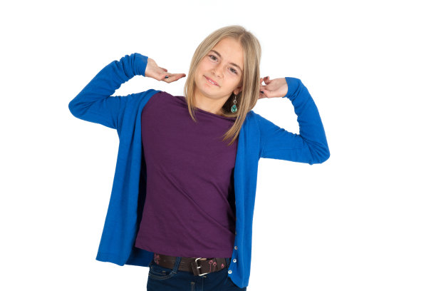 美丽的女孩在不同的衣服做不同的表情图片下载