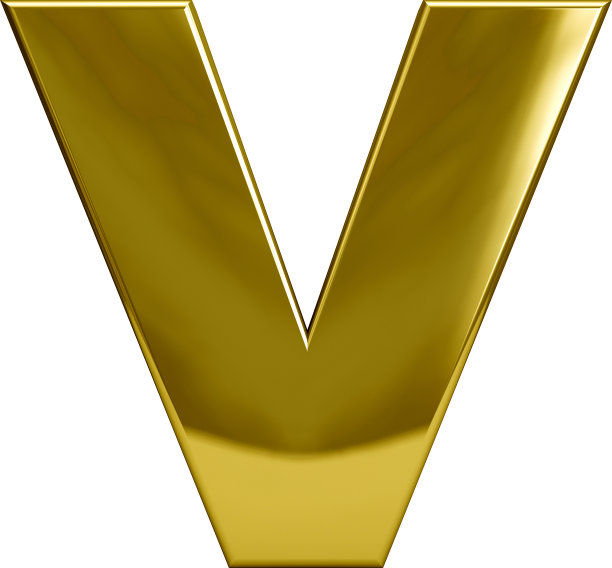 金属字母V图片下载