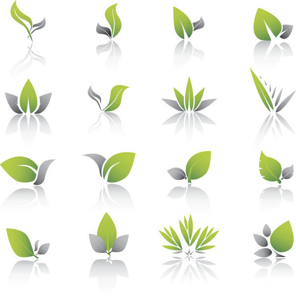 一组绿色的叶子图标图片下载