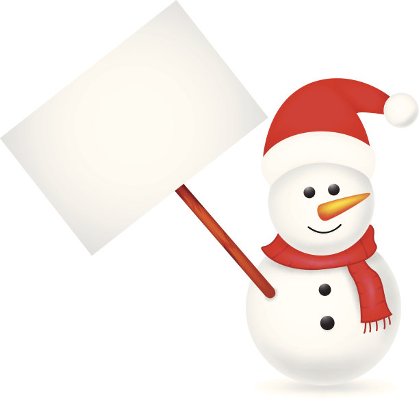 快乐的雪人与空白标志图片下载