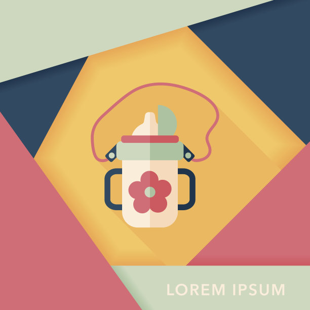 儿童水瓶扁平图标与长影子，EPS 10图片下载