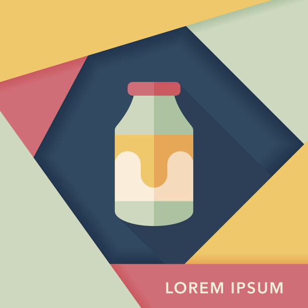 牛奶平板图标与长阴影，eps10图片下载