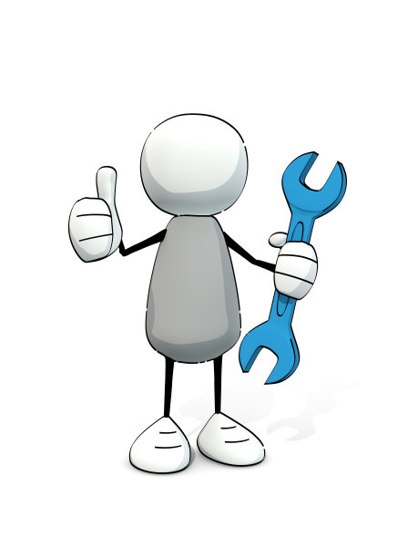 一个用扳手把拇指插在空中的小不点图片下载
