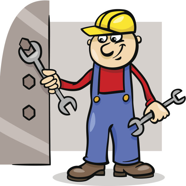 工人用扳手卡通插图图片下载