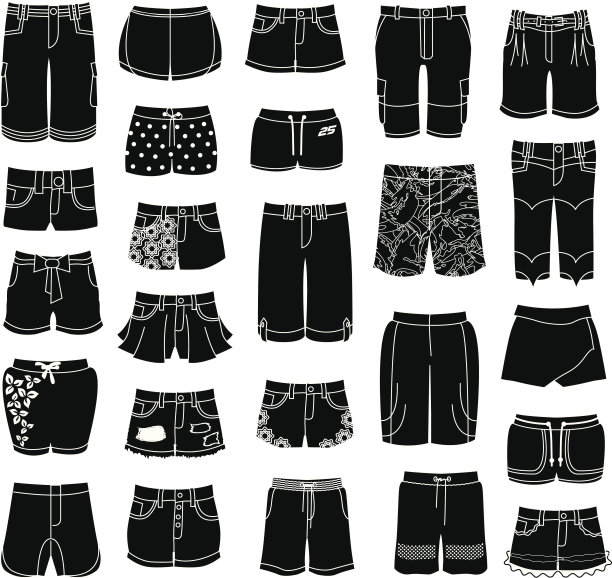 设置短，男性和女性，矢量图标。图片下载