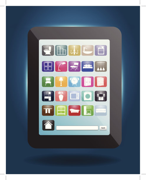 用平板电脑装饰社交媒体图标按钮图片下载