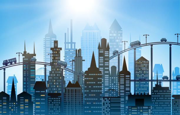 交通繁忙的城市道路和高速公路图片下载