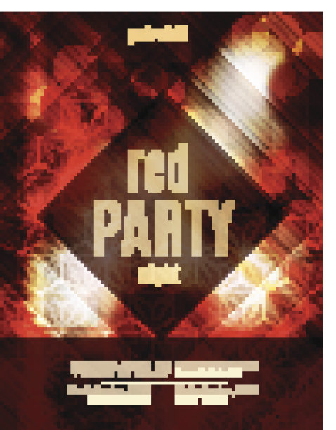 红光效应派对邀请传单模板图片下载