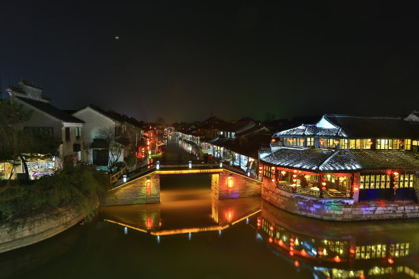 乌镇夜景素材图片