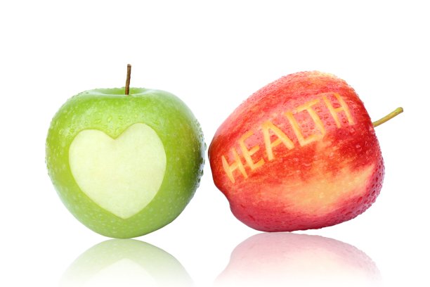 绿色和红色的苹果孤立在白色的背景。图片下载