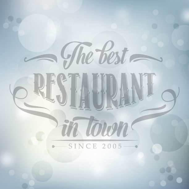 蓝色模糊背景上的复古餐厅海报图片下载