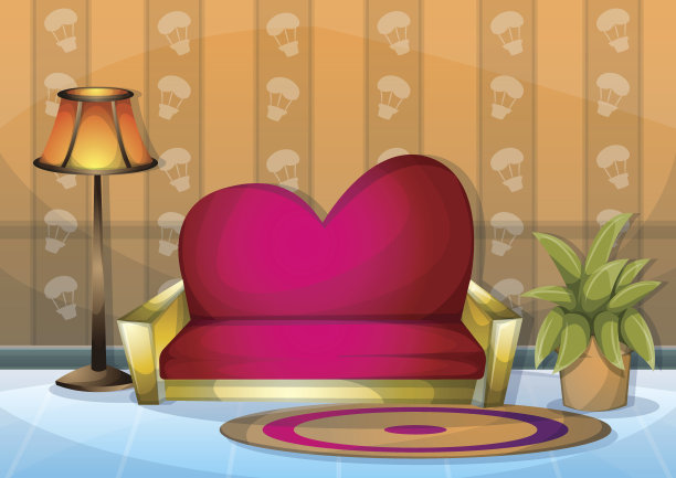 卡通矢量插图室内情人节房间与分离层图片下载
